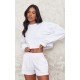 White Crop Oversized Fit Sweatshirt White Crop Oversized Fit Sweatshirt