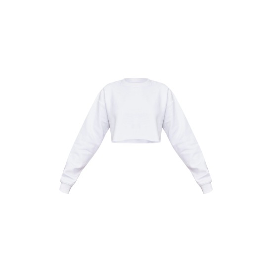 White Crop Oversized Fit Sweatshirt White Crop Oversized Fit Sweatshirt