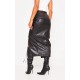 Black Faux Leather Twist Detail Front Midi Skirt Black Faux Leather Twist Detail Front Midi Skirt