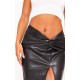 Black Faux Leather Twist Detail Front Midi Skirt Black Faux Leather Twist Detail Front Midi Skirt