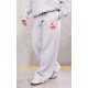 Grey Marl Cherry Print Oversized Wide Leg Sweatpants Grey Marl Cherry Print Oversized Wide Leg Sweatpants
