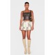 Stone Snake Print Faux Leather Frill Hem Mini Skirt Stone Snake Print Faux Leather Frill Hem Mini Skirt