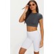 Basic Charcoal Grey Short Sleeve Crop T Shirt Basic Charcoal Grey Short Sleeve Crop T Shirt