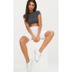 Basic Charcoal Grey Short Sleeve Crop T Shirt Basic Charcoal Grey Short Sleeve Crop T Shirt
