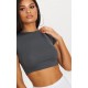 Basic Charcoal Grey Short Sleeve Crop T Shirt Basic Charcoal Grey Short Sleeve Crop T Shirt