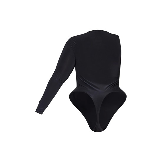 Plus Black Cut Out Ring Detail Long Sleeve Bodysuit Plus Black Cut Out Ring Detail Long Sleeve Bodysuit