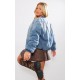Vintage Mid Wash Quilted Oversized Denim Bomber Jacket Vintage Mid Wash Quilted Oversized Denim Bomber Jacket