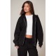 PRETTYLITTLETHING Black Premium Embroidered Zip Front Oversized Hoodie PRETTYLITTLETHING Black Premium Embroidered Zip Front Oversized Hoodie