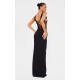 Petite Black Double Layer Lace Up Detail Maxi Dress Petite Black Double Layer Lace Up Detail Maxi Dress