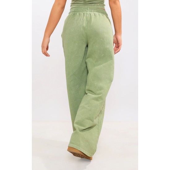Olive Washed Oversized Low Rise Wide Leg Sweatpants Olive Washed Oversized Low Rise Wide Leg Sweatpants