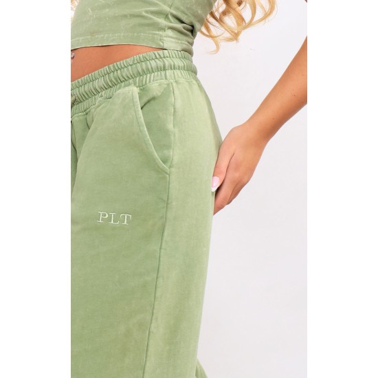 Olive Washed Oversized Low Rise Wide Leg Sweatpants Olive Washed Oversized Low Rise Wide Leg Sweatpants