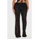 Shape Black Fold Over Ribbed Pants With Side Panel Detail Shape Black Fold Over Ribbed Pants With Side Panel Detail