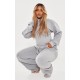 Shape Light Grey Sweat Cropped Shirred Waist Hoodie Shape Light Grey Sweat Cropped Shirred Waist Hoodie