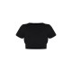 Basic Black Cotton Blend Short Sleeve Crop Top Basic Black Cotton Blend Short Sleeve Crop Top