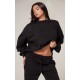 PRETTYLITTLETHING Black Boxy Embroidered Sweatshirt PRETTYLITTLETHING Black Boxy Embroidered Sweatshirt