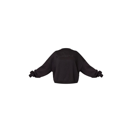 PRETTYLITTLETHING Black Boxy Embroidered Sweatshirt PRETTYLITTLETHING Black Boxy Embroidered Sweatshirt