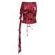Red Devore Boatneck Ruffle Detail Backless Long Top Red Devore Boatneck Ruffle Detail Backless Long Top
