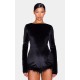 Black Velvet Long Sleeve Feather Trim Romper Black Velvet Long Sleeve Feather Trim Romper