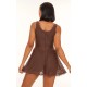Chocolate Textured Lace Corset Detail Floaty Romper Chocolate Textured Lace Corset Detail Floaty Romper