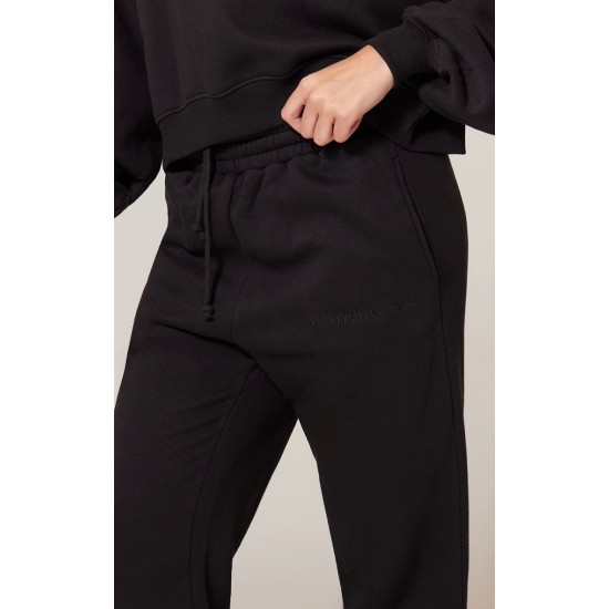 PRETTYLITTLETHING Black Oversized Embroidered Cuffed Sweatpants PRETTYLITTLETHING Black Oversized Embroidered Cuffed Sweatpants