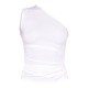 White Stretch Slinky Ruched Side Long Top White Stretch Slinky Ruched Side Long Top