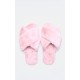 Pink Faux Fur Cross Over Slippers Pink Faux Fur Cross Over Slippers