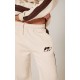 PRETTYLITTLETHING Cream Embroidered Contrast Panel Straight Leg Sweatpants PRETTYLITTLETHING Cream Embroidered Contrast Panel Straight Leg Sweatpants