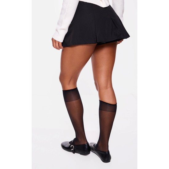 Black Tailored Woven Box Pleat Skater Skort Black Tailored Woven Box Pleat Skater Skort