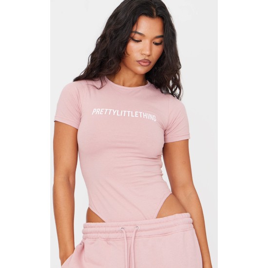 PRETTYLITTLETHING Light Pink Logo Short Sleeve Bodysuit PRETTYLITTLETHING Light Pink Logo Short Sleeve Bodysuit