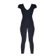 Black V Neck Short Sleeve Jersey Jumpsuit Black V Neck Short Sleeve Jersey Jumpsuit