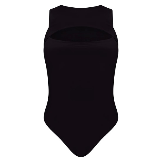Black Slinky Cut Out Front Bodysuit Black Slinky Cut Out Front Bodysuit