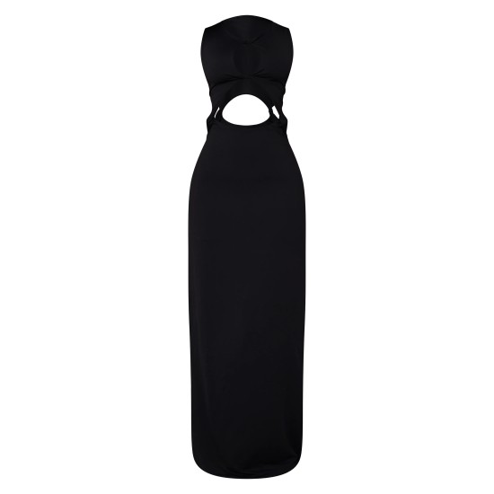 Petite Black Soft Touch Cut Out Maxi Dress With Knot Details Petite Black Soft Touch Cut Out Maxi Dress With Knot Details
