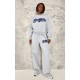 Tall Grey Marl Baltimore Borg Applique Detail Wide Leg Sweatpants Tall Grey Marl Baltimore Borg Applique Detail Wide Leg Sweatpants