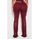 Shape Burgundy Fold Over Ribbed Pant With Side Panel Detail Shape Burgundy Fold Over Ribbed Pant With Side Panel Detail