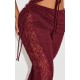 Shape Burgundy Fold Over Ribbed Pant With Side Panel Detail Shape Burgundy Fold Over Ribbed Pant With Side Panel Detail