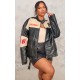 Plus Black Contrast Panel Oversized Faux Leather Motocross Jacket Plus Black Contrast Panel Oversized Faux Leather Motocross Jacket