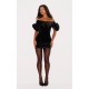 Black Velvet Bardot Ruffle Bodycon Dress Black Velvet Bardot Ruffle Bodycon Dress