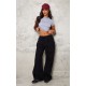 Petite Black Denim Frayed Tie Waist Wide Leg Jeans Petite Black Denim Frayed Tie Waist Wide Leg Jeans