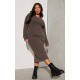 Plus Chocolate Knitted Seam Front Midaxi Dress Plus Chocolate Knitted Seam Front Midaxi Dress