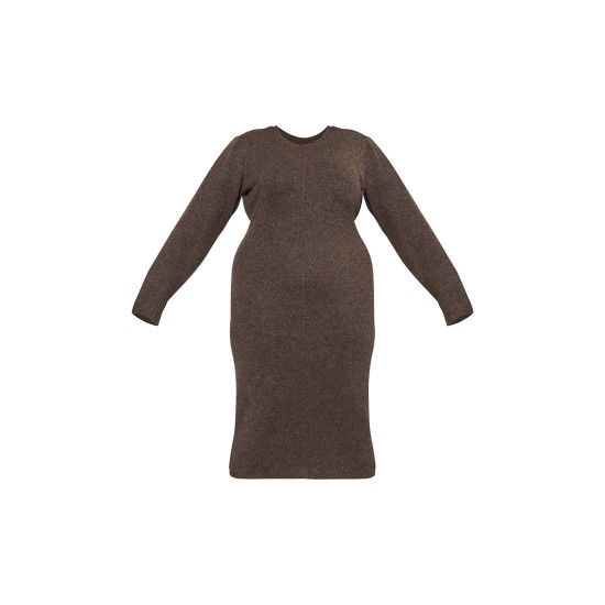 Plus Chocolate Knitted Seam Front Midaxi Dress Plus Chocolate Knitted Seam Front Midaxi Dress