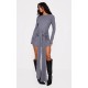 Charcoal Heavy Brushed Rib Wrap Tie Bodycon Dress Charcoal Heavy Brushed Rib Wrap Tie Bodycon Dress
