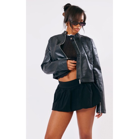 Black Stretch Woven Micro Mini Puffball Skirt Black Stretch Woven Micro Mini Puffball Skirt