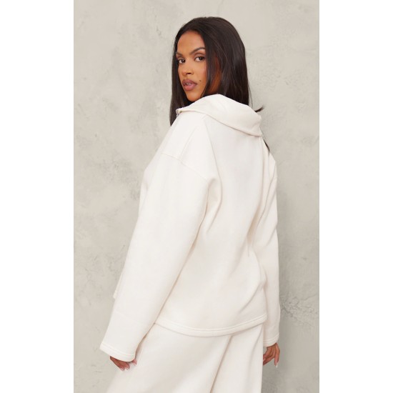Maternity Cream Quarter Zip Long Sleeve Sweatshirt Maternity Cream Quarter Zip Long Sleeve Sweatshirt