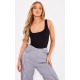 Black Basic Slinky Scoop Neck Bodysuit Black Basic Slinky Scoop Neck Bodysuit