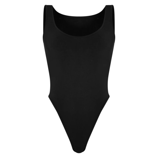 Black Basic Slinky Scoop Neck Bodysuit Black Basic Slinky Scoop Neck Bodysuit