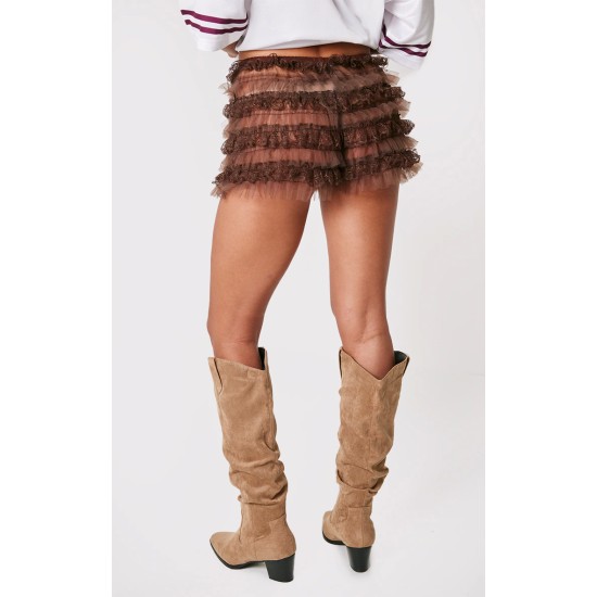 Chocolate Frill Mesh Bloomer Shorts Chocolate Frill Mesh Bloomer Shorts