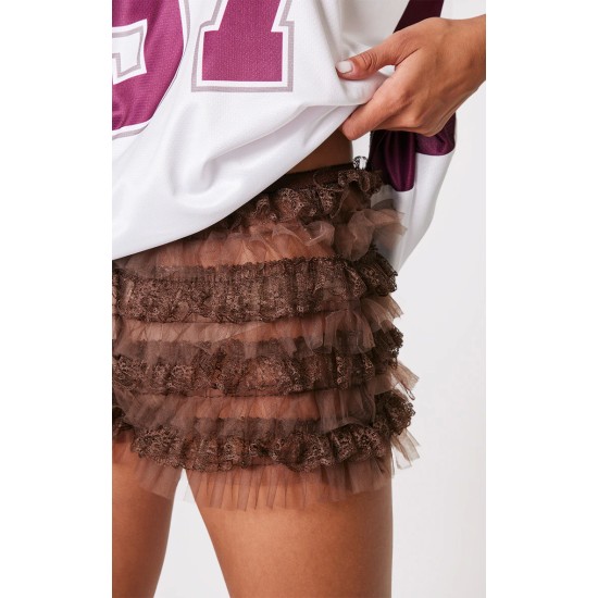 Chocolate Frill Mesh Bloomer Shorts Chocolate Frill Mesh Bloomer Shorts