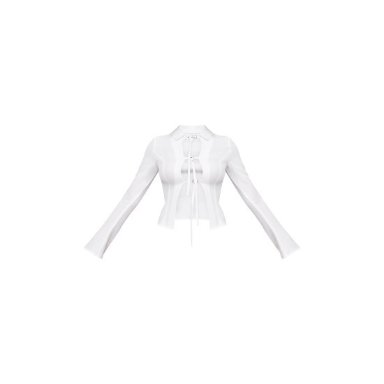 White Fitted Buckle Detail Shirt White Fitted Buckle Detail Shirt