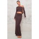 Chocolate Premium Soft Touch Low Rise Maxi Skirt Chocolate Premium Soft Touch Low Rise Maxi Skirt