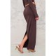Chocolate Premium Soft Touch Low Rise Maxi Skirt Chocolate Premium Soft Touch Low Rise Maxi Skirt